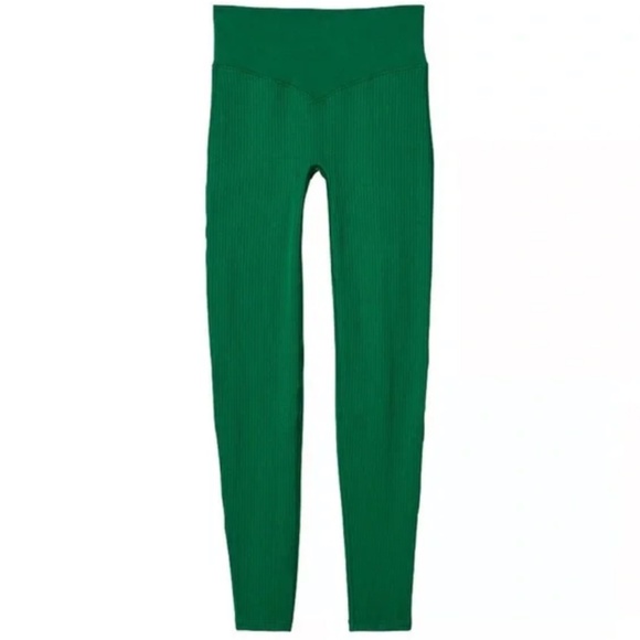 PINK Active Ribbed Green Leggings‎ Size Large - Picture 1 of 12